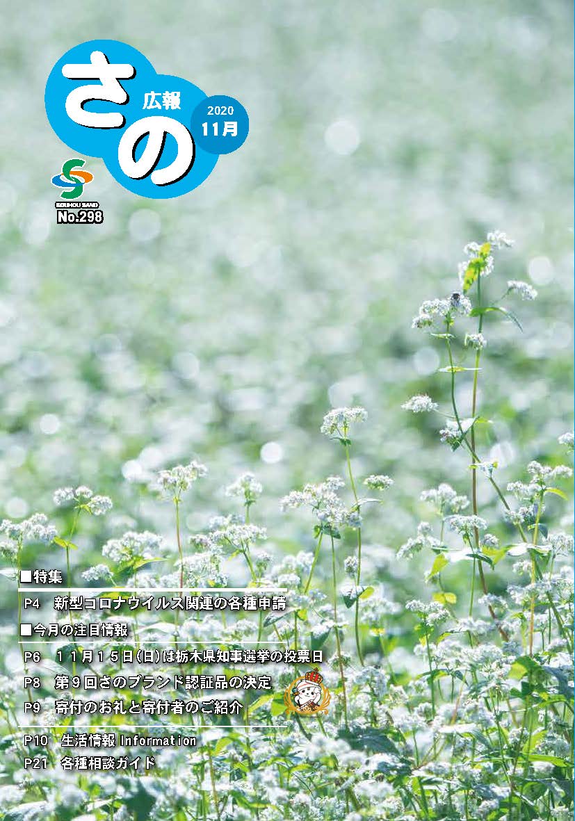 紙面イメージ（広報さの 令和2年11月号）