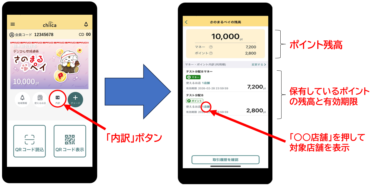 アプリでのポイント残高の確認方法図解
