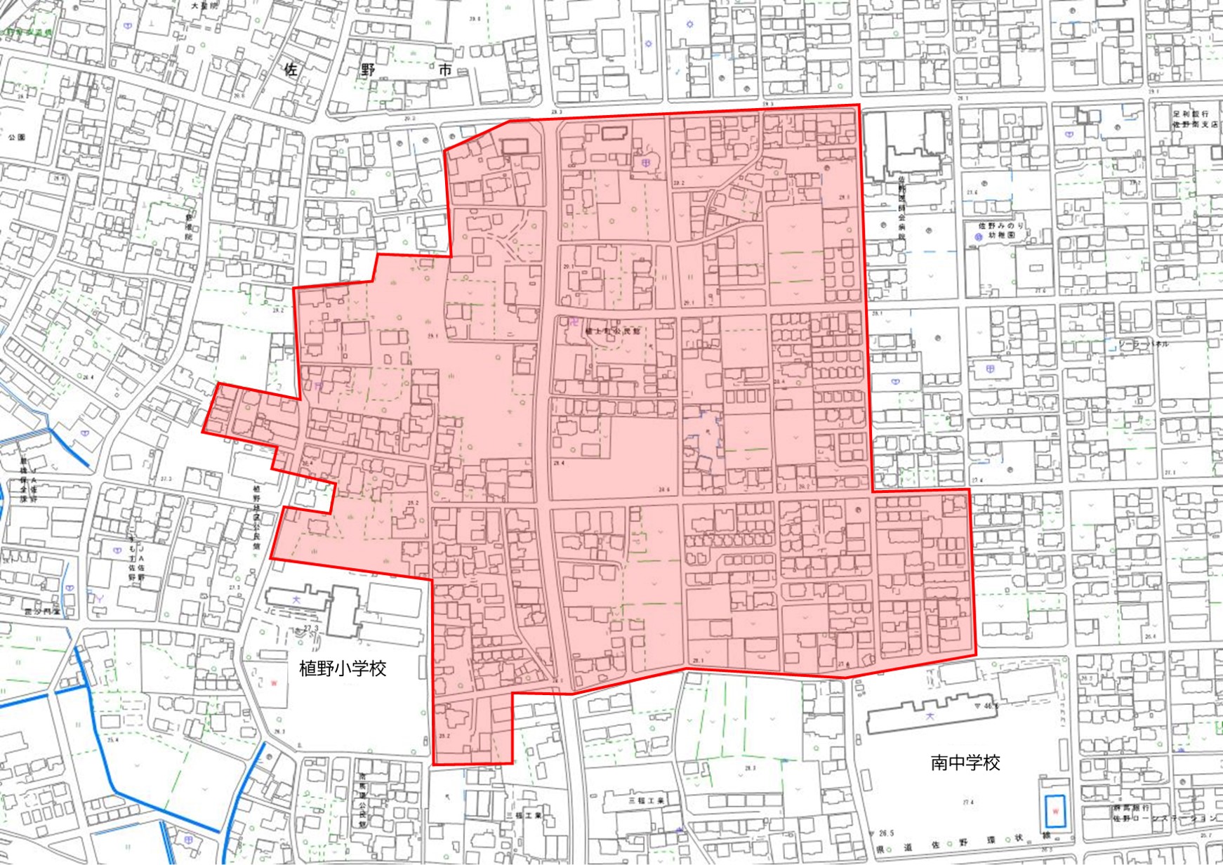 植上3地区の区域図
