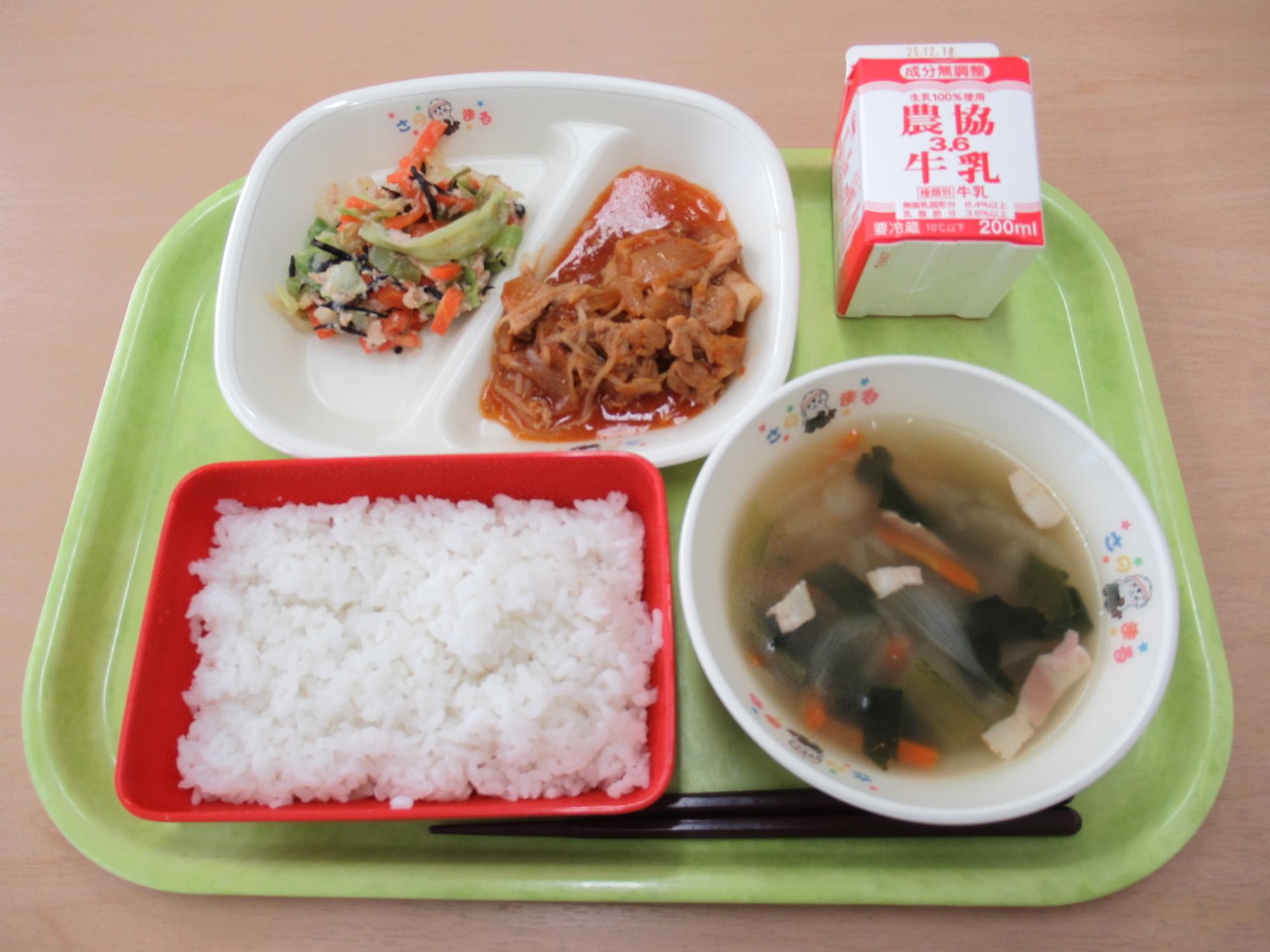令和7年12月8日南部学校給食センター給食写真