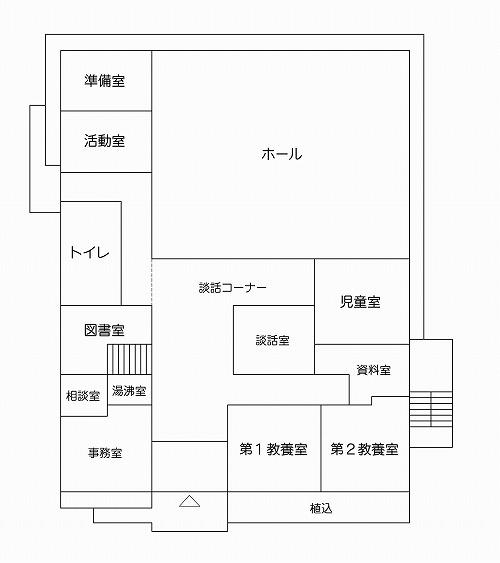 旗川地区公民館内1階の案内図