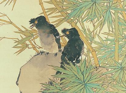 松林桂月《竹林叭々鳥図》の絵画