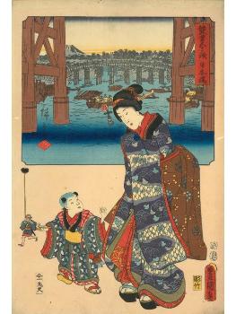 国貞広重_双筆東海道_日本橋
