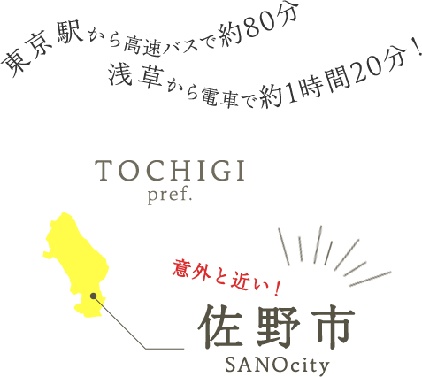 東京駅から高速バスで約80分 浅草から電車で約1時間20分 意外と近い！ 佐野市 SANOcity TOCHIGI pref.